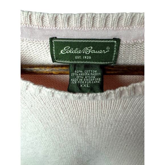 Eddie Bauer Women’s Sweater XXL Pink Cotton Blend Pullover Crewneck Button Cuffs - Picture 4 of 6